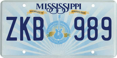 MS license plate ZKB989