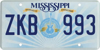MS license plate ZKB993