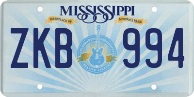 MS license plate ZKB994