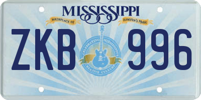 MS license plate ZKB996