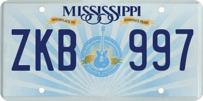 MS license plate ZKB997