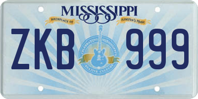 MS license plate ZKB999