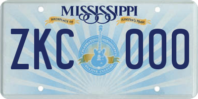 MS license plate ZKC000