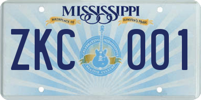 MS license plate ZKC001