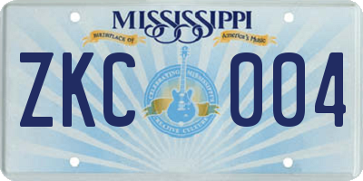 MS license plate ZKC004