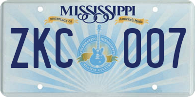 MS license plate ZKC007