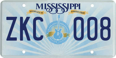 MS license plate ZKC008