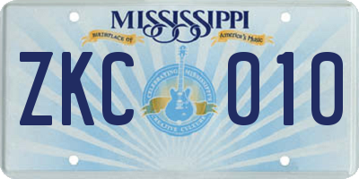 MS license plate ZKC010