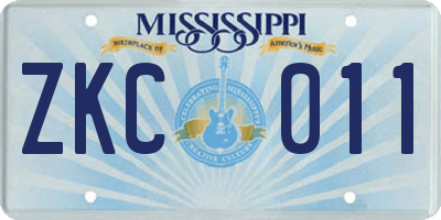 MS license plate ZKC011