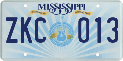 MS license plate ZKC013