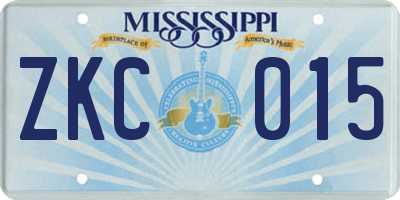 MS license plate ZKC015