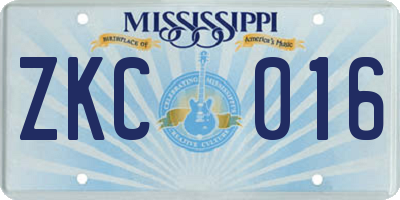 MS license plate ZKC016