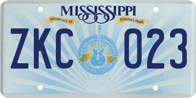 MS license plate ZKC023