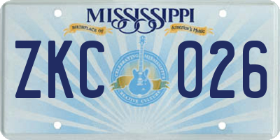 MS license plate ZKC026