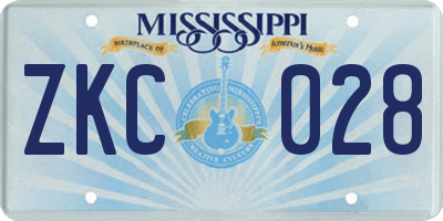 MS license plate ZKC028