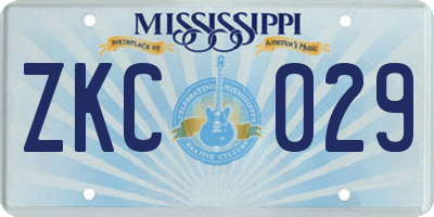 MS license plate ZKC029