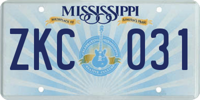 MS license plate ZKC031