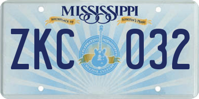 MS license plate ZKC032
