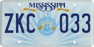 MS license plate ZKC033