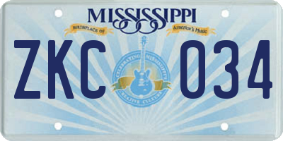 MS license plate ZKC034