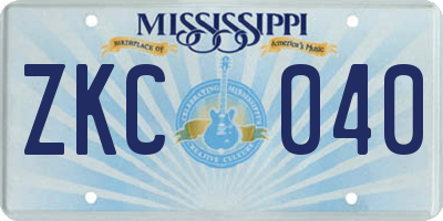 MS license plate ZKC040
