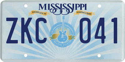 MS license plate ZKC041