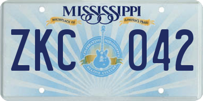 MS license plate ZKC042