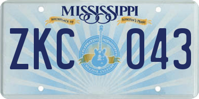 MS license plate ZKC043