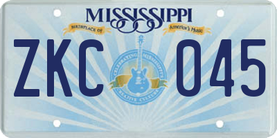 MS license plate ZKC045