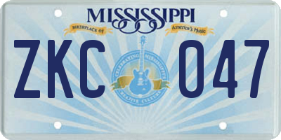 MS license plate ZKC047