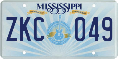 MS license plate ZKC049