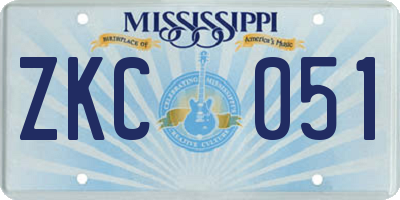 MS license plate ZKC051