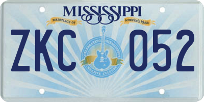 MS license plate ZKC052