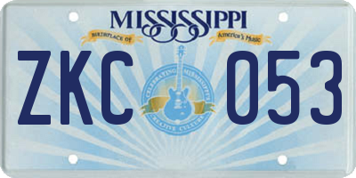 MS license plate ZKC053