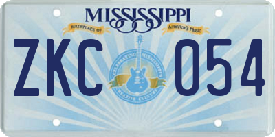 MS license plate ZKC054