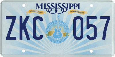 MS license plate ZKC057