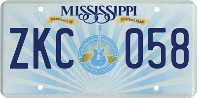 MS license plate ZKC058