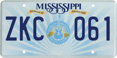 MS license plate ZKC061
