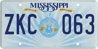 MS license plate ZKC063