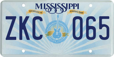 MS license plate ZKC065