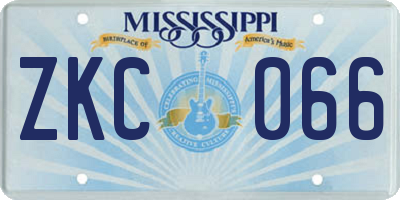 MS license plate ZKC066