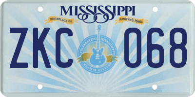 MS license plate ZKC068
