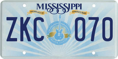 MS license plate ZKC070