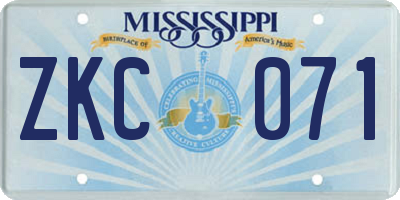 MS license plate ZKC071