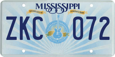 MS license plate ZKC072