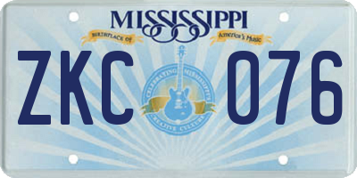 MS license plate ZKC076