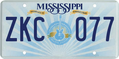 MS license plate ZKC077