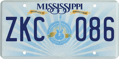 MS license plate ZKC086