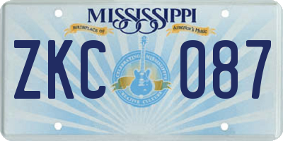 MS license plate ZKC087