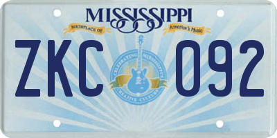 MS license plate ZKC092